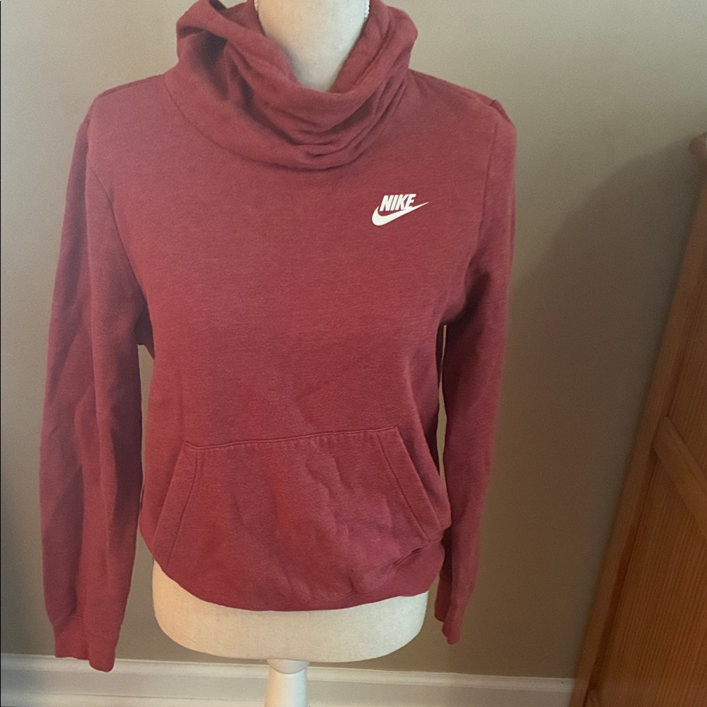 Nike Women's Maroon Funnelneck Pullover with White Logo